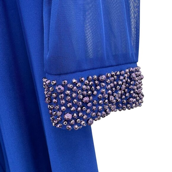 Avenue Dress Plus Size 22/24 Shift Slinky Sheer Long Sleeve Embellished Party - Picture 4 of 8